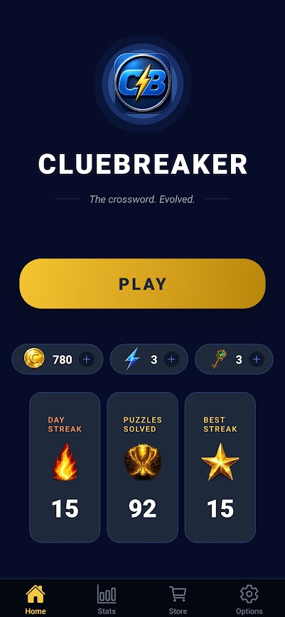 ClueBreaker home screen
