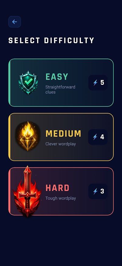 ClueBreaker difficulty selection